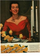 1946 1847 ROGERS BROS Silverplate Silverware Woman Red Dress Vintage Print AD picture