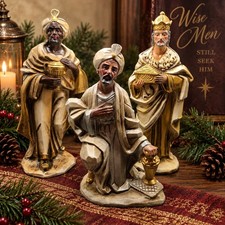 Vintage 1960s Three Wise Men Nativity Figurines - Japan Magi Christmas Decor picture
