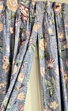 A Vintage Jacobean Floral Pinch Pleated Drapery Pair Lined Gorgeous 50”x84” picture