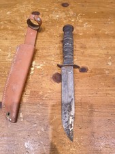 Vintage WWII USMC Ka-bar Fighting Knife With Sheath - Camillus NY picture