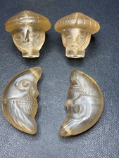 Antique Carved Crystal Beads Set of 4 – Tribal & Ethnic Style – Rare Collectible picture