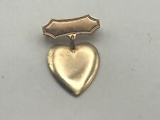 Vintage Gold ToneSweetheart Pin Dangling Heart Brooch Engravable C7 picture