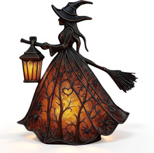 Halloween Witch Lamp, Gothic Witch Hat Table Lamp, Spooky LED Night Light Ambian picture