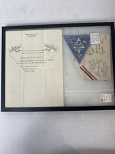 Vintage 60s Amelia Earhart Memorabilia, First Day Issue Mail Glass Lid Black Box picture