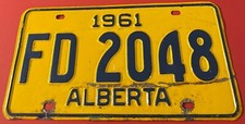 1961 Alberta Canada License Plate FD 2048 picture
