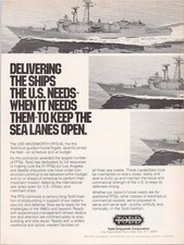 Todd Shipyards Vintage Magazine Ad USS Wadsworth FFG-9 US Navy 1980s picture