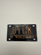 1964 New York NY World’s Fair DICK bicycle bike name mini license plate UNUSED picture
