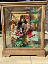 Authentic Vintage Japanese Warrior Doll Kabutosashi +Display Glass Case picture