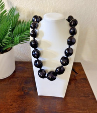 NEW Hawaii Wedding Graduation Black Kukui Nuts Lei Luau Hula Jewelry Necklace picture