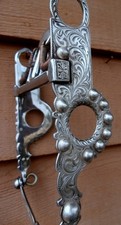 Vintage Engraved Sterling Silver California Cheek Horse Spade Bit picture