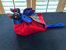 Authentic Korean Wedding Ducks Wooden Hand Carved w/ Traditional Bojagi Wrapping picture