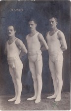 Vintage RPPC - Three handsome acrobats -
