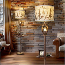 Scenekoy Vintage Deer Antlers Floor Lamps for Living Room with Metal Tray picture