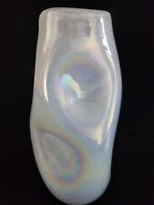 Anthropologie Iridescent Art Glass Hand Blown White Vase Rare Find picture