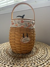Vintage 2000 Longaberger October Fields Pumpkin Basket w/ Liner & Lid picture