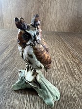 VTG Long Eared Owl Signed Tay Ceramic Figurine Made In Italy 5.75” T picture