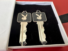 TWO VINTAGE 60S MINTY CONSECUTIVE NUMBERED PLAYBOY DETROIT MEMBERSHIP KEYS RARE picture