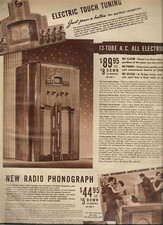 1938 Wards Catalog Ad Page A.C. Electric Radio Phonograph Webster Farm Plant picture