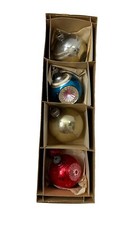 VTG 60s Mercury Glass Indented Christmas Ornaments Bulbs Lot of 4 Germany USA picture