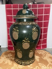 rare ANDREA BY SADEK Jade Green WELCOME PINEAPPLE Chinese Ginger Jar Urn ❤️sj13m picture