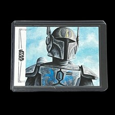 2025 Topps Star Wars PRE VIZSLA Mandalorian BLACK FOIL 1/1 Sketch Ashley Marsh picture