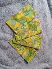 Vintage MID-CENTURY 1970’s Psychedelic PAISLEY Green Never Used Set Of 4 Napkins picture