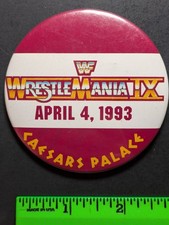 Vintage 1993 Wrestle Mania IX Wrestling Pinback Pin picture