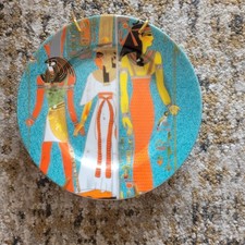 Vintage Fine Royal Porcelain Sculpture Plate Ancient Egyptian Horus Nefertari picture