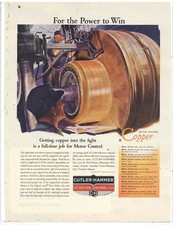 1943 Cutler Hammer Motor Controls Ad: World War Two Theme - Power to WIN picture