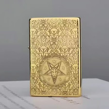 ZORRO 902 Five-face Carving Constantine Cross Brass Kerosen Lighter 5 sided sd picture
