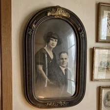 Chicago Portrait Co. Antique Convex Dommed Bubble Glass Wood Frame 24x16
