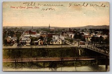 Canal Dover Ohio Canal Bridge Streetcar Trolley Birdseye View Postcard picture
