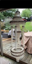 Vintage 70s Cowrie Sea Shell Hanging Plant Holder Chandelier Boho 82”inches 6.6’ picture