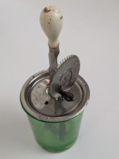 Vintage D&B Green Glass Mixer A&J Hand Crank 1923 Pat. Depression Glass USA picture