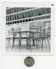 Vintage 1960's photo / Weird GRAFITTI Outside Movie House - Hippie Slogans PARTY picture