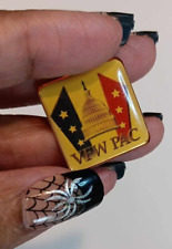 Vintage Veterans Of Foreign Wars VFW PAC Cap LAPEL Pins Yellow Red Blue Stars picture