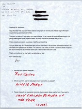 Ken Henderson Autographed Letter Ron Santo Willie Mays Mentions Baseball picture