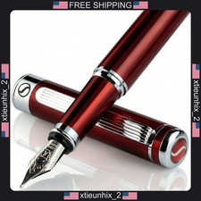 Scriveiner Red Lacquer Fountain Pen with Chrome Finish, Schmidt Nib, Gift Set picture