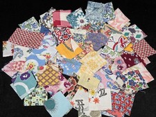BEST 200 Vintage Feedsack Fabric Quilt Squares Flour Sack Material 40s Mixed LOT picture