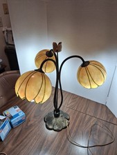 Vintage Lilly Pad Art Nouveau Style Table Lamp With 3 Tulip Shaped Globes  picture