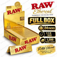 RAW Ethereal 1 1/4 Rolling Papers Full Box 24 Packs 1200 Leaves picture
