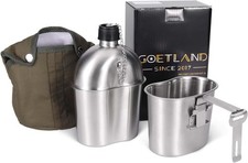 Goetland Stainless Steel WWII US Army Canteen Water Bottle Military Canteen Kit picture