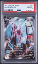 Pokémon GO 2022 Mewtwo V 072/078 PSA 10 Full Art Holo Ultra Rare English picture