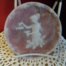 Genuine Incolay Stone Pink Cameo 4.25 Plate ARTIST SIGNED/DATED 