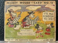 Vintage 1935 Mickey Mouse Bubble Gum Card No. 12 Type 1 Heavy Damages picture