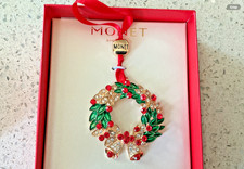 New In Box 2025 Monet Crystal Wreath & Bells Christmas Ornament  picture