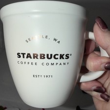 Starbucks Abbey White/Gold Barista Mug/Cup. Oversized. Beautiful Used Mug. GUC picture