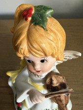 Vintage Homco Christmas Angel Playing Violin Ceramic Figurine #5551 picture