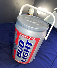 Vintage 1997 Bud Light Beer Can Replica Cooler/Ice Bucket Lid Handle Breweriana picture