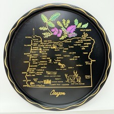 Vintage Oregon State Tray MCM Kitschy Barware Graphic Souvenir Decor Platter picture